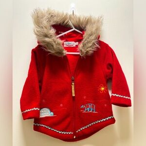 NUK hooded embroidered fleece zip up jacket